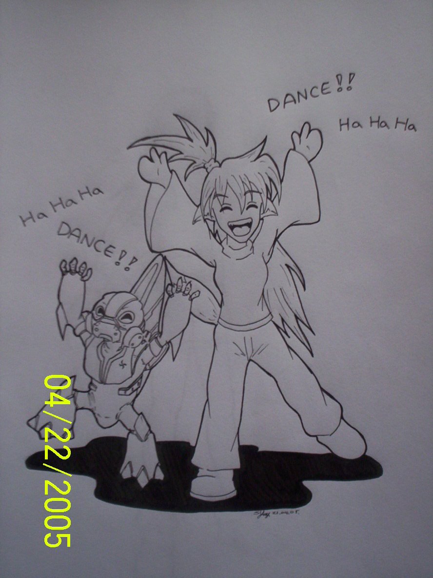 Chibi_Kid_Buu (request) dancing Dev and Grunt by Spartan_112