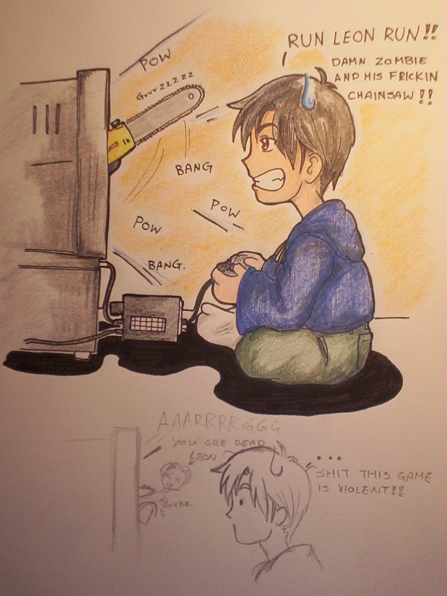 ME ^^!! playing RE 4 :D by Spartan_112