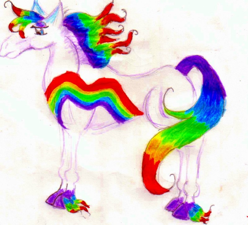 Rianbow horse (for DarkUnicorn) by Spaz_Wolf