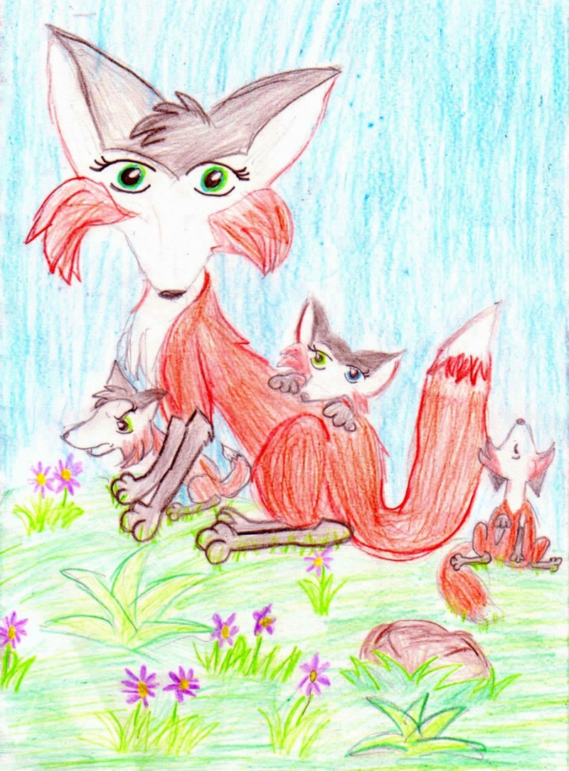 Fox family portrait (awwwww ^_^) by Spaz_Wolf