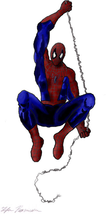 Spider Man swinging by Spidey0055