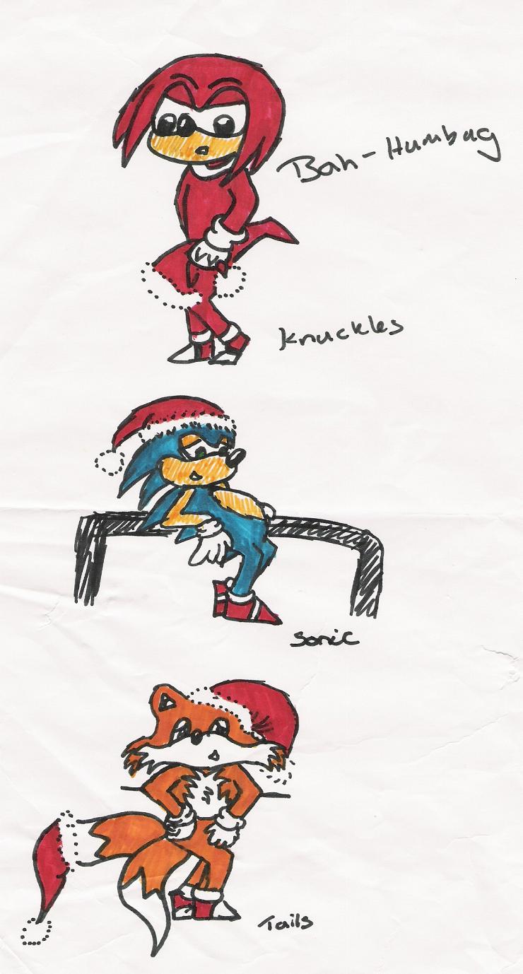 sonic christmas bookmark doodle by Splixx
