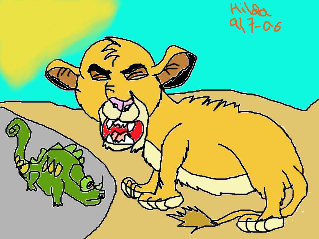 Simba roar to the ugly chameleon by Spyro
