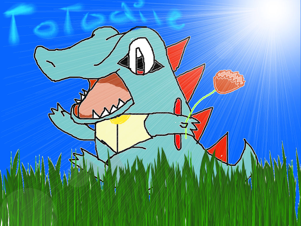 Totodile walking in the grass^^ by Spyro