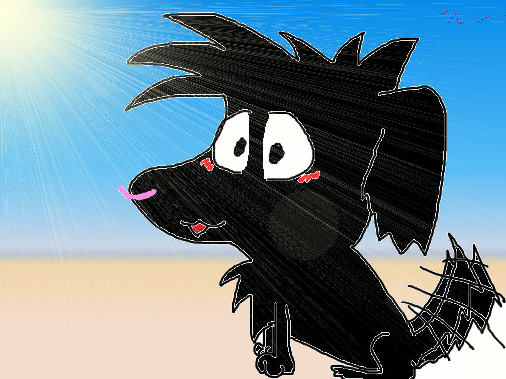 Goku doggie on the beach! by Spyro