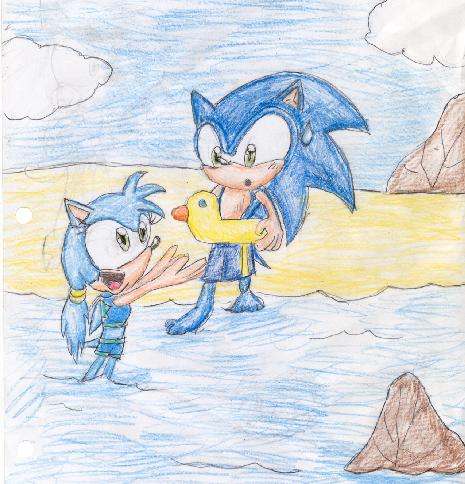 Sonic and star summer beach fun by Star_The_Hedgehog