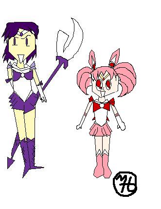 Sailor Saturn and Chibi Moon-Request for Sliv by Starofwonder123