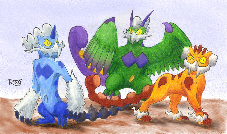 Sacred Beast trio by Stratadrake