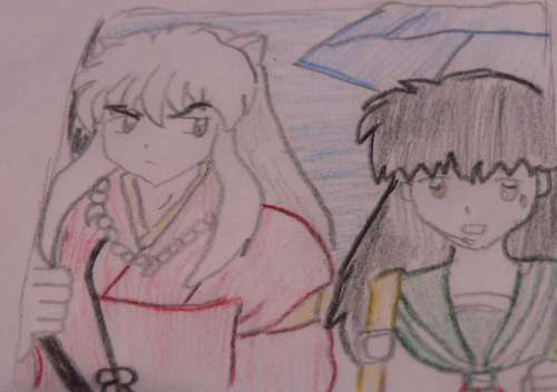 Inuyasha and Kagome (first hand drawn art) by Summer_Winds
