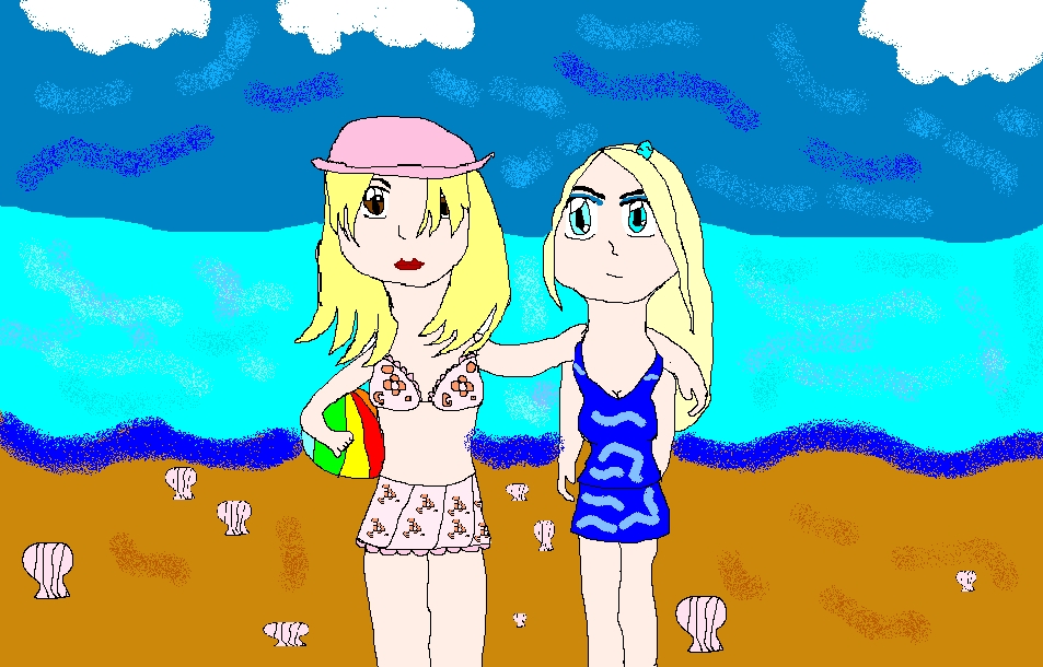 me and stephy at the beach by Summer_Winds