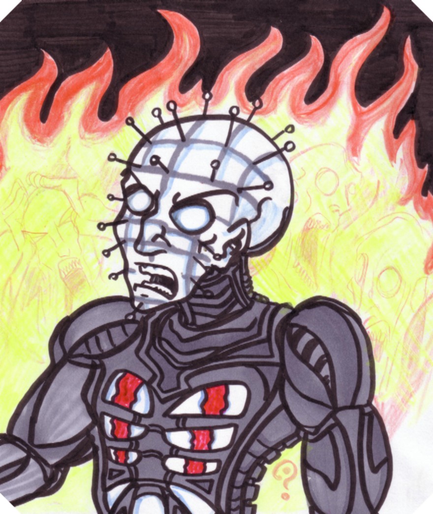 Hellraiser= Pinhead amoungst the flames by SurrealSightstoBeSeen