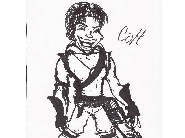 Colt-a character i made up (done in sharpie, cut m by Suta_alphawolf