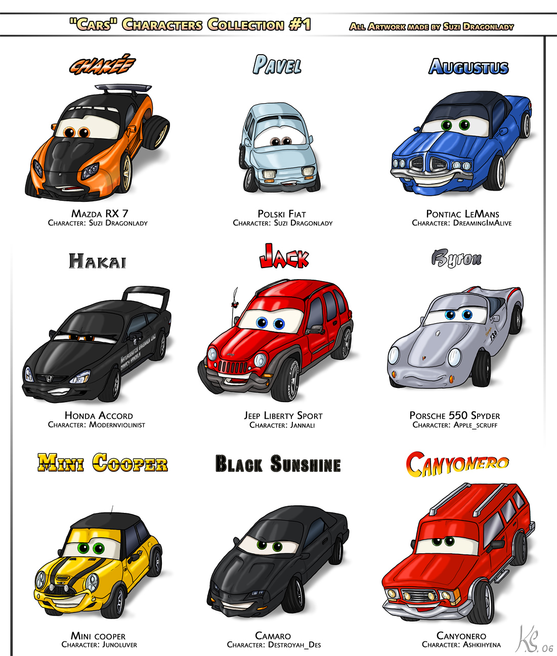 CARS Characters Collection 1 by SuziDragonlady