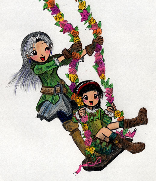 Chris and Yun on a Swing by Suzume