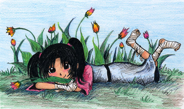 Fatima with Tulips by Suzume