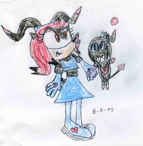Silhouette the hedgehog and Darkie the chao by sabrinat14