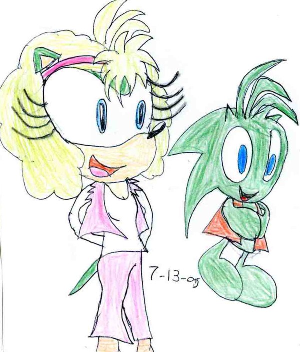 Monica the hedgehog and Maniac the chao by sabrinat14