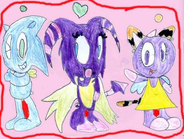 sonic,sabrinat14 and chaolover all as chao by sabrinat14