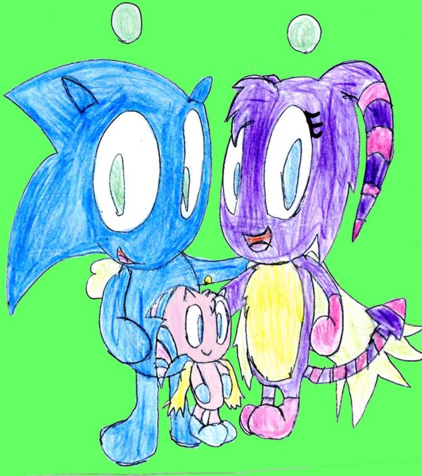 me and Sonic as chao with our baby chao by sabrinat14