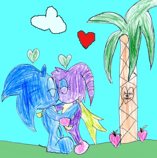 me and sonic as chao,kissing by sabrinat14