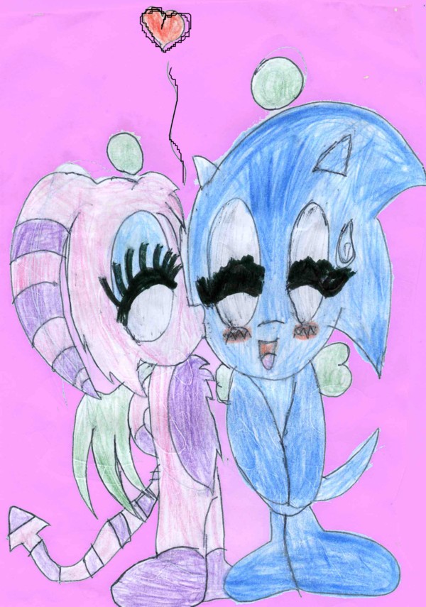 me as a chao kissing sonic as a chao by sabrinat14