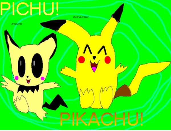 Pikachu and Pichu! Done on paint. by sabrinat14