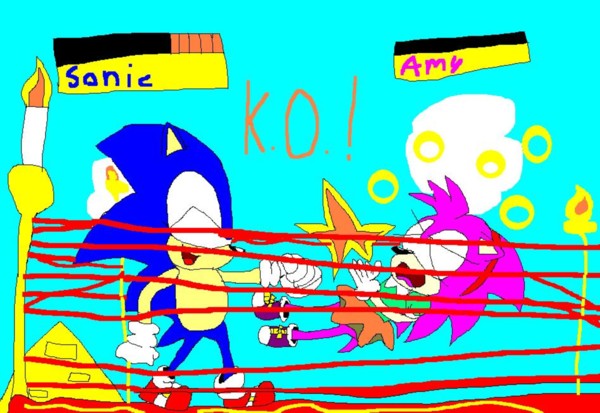 Sonic K.O.ed Amy! (Sonic The Fighters) by sabrinat14