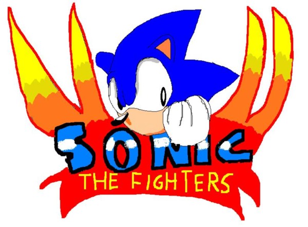 Sonic The Fighters title screen pic done on paint! by sabrinat14