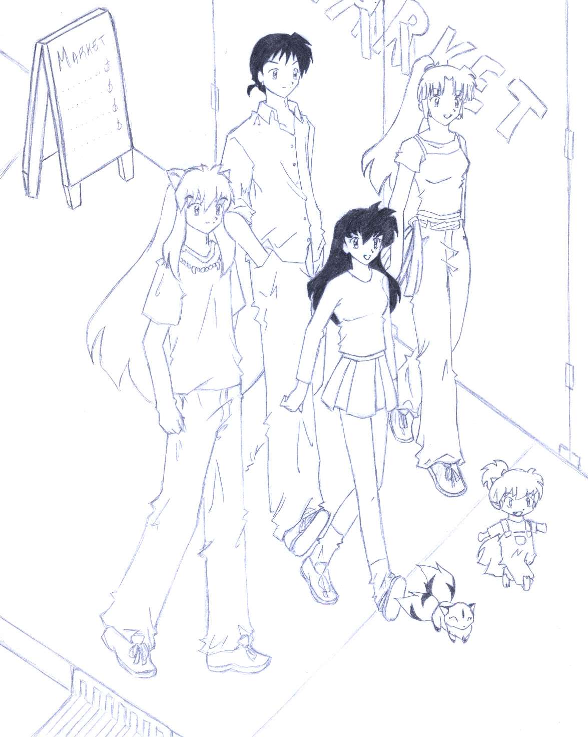 Inuyasha's group in modern age by saeki_annika