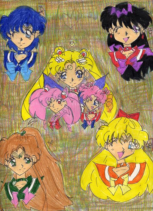 the inner sailor scouts and chibi and rini by sailortopaz