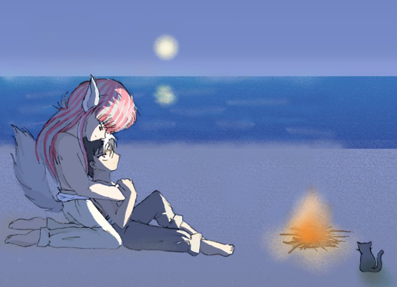 Eve on the Beach (Hiei x Kurama) by sakayume