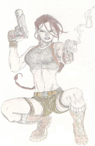 Good Shooting stance, Lara! (Coloured) by samuri_kid