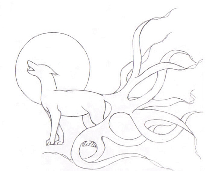 Wolf w/ many tails by sasuke4kun