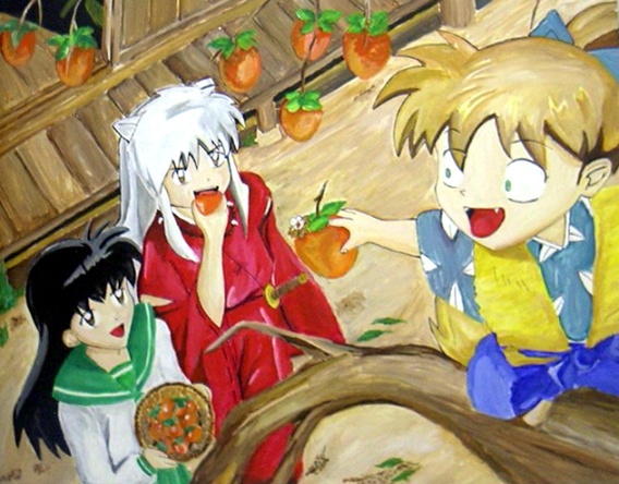 Inuyasha, Kagome and Shippo painting by satur9