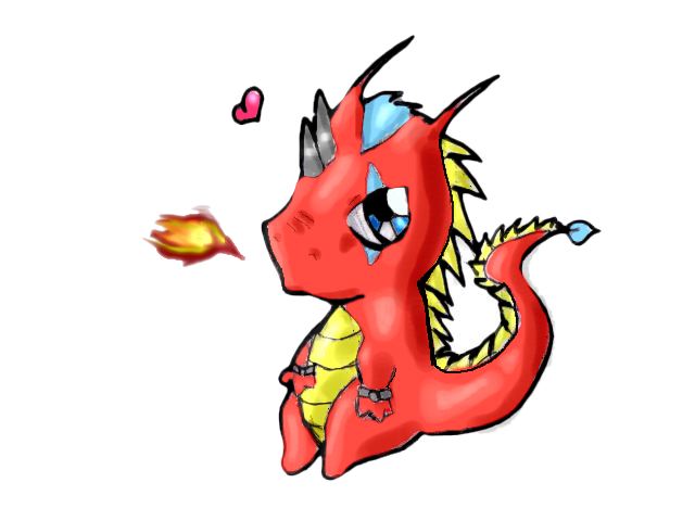 A Small-ish Fire Dragon: Revised! o_o by scribbled_image