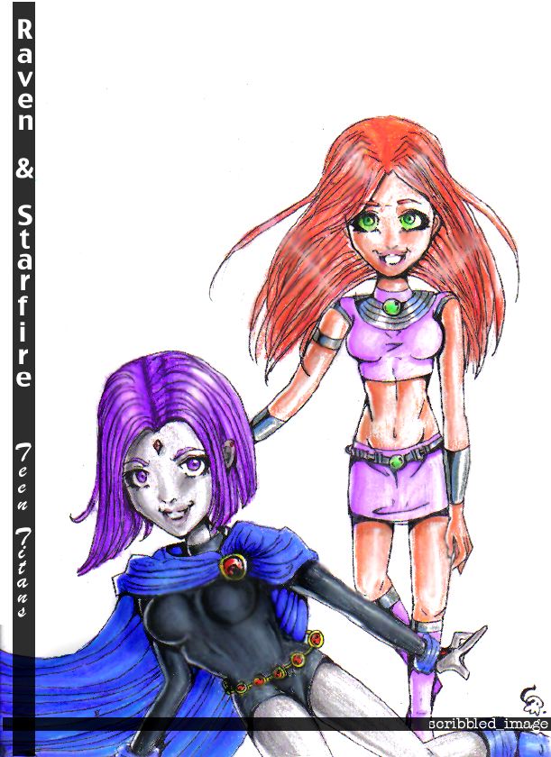 Raven and Starfire by scribbled_image