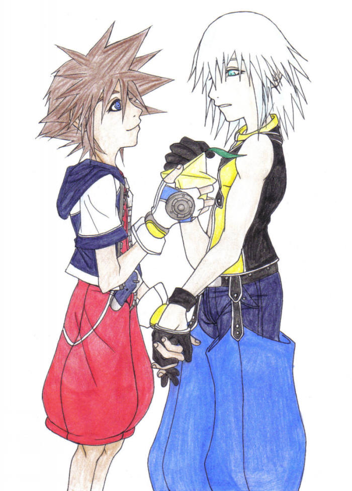 Riku and Sora share a paopu by scribbler