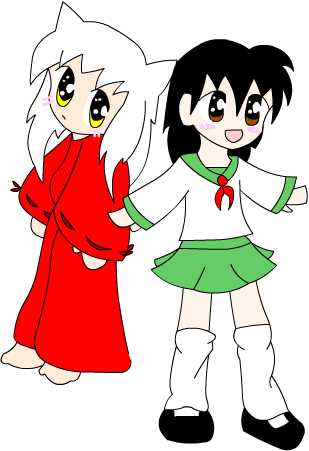 chibi inu and kagome by scuzme