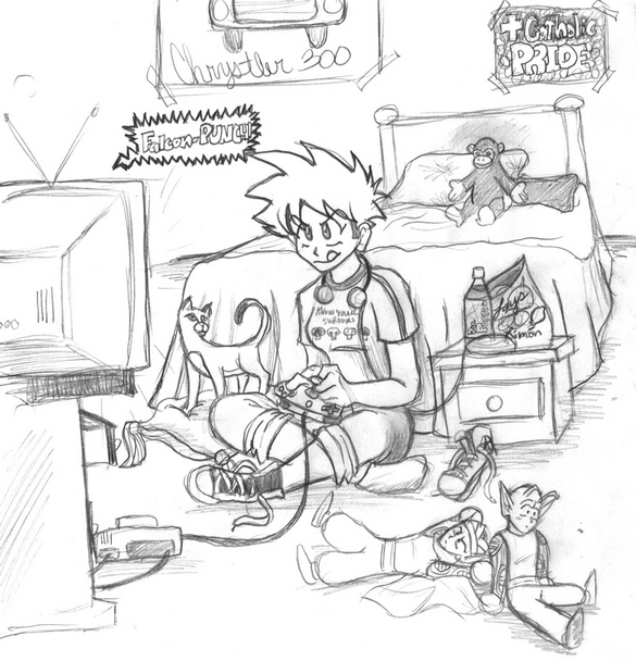 (me) playing video games by sesonga
