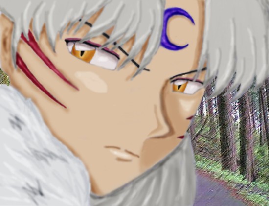 "Penetrating Glance"   *computer colored* by sesshomaru_girl04