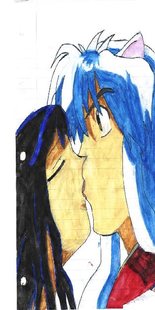 Nyoko and Inuyasha kissing by sesshomarugirlie