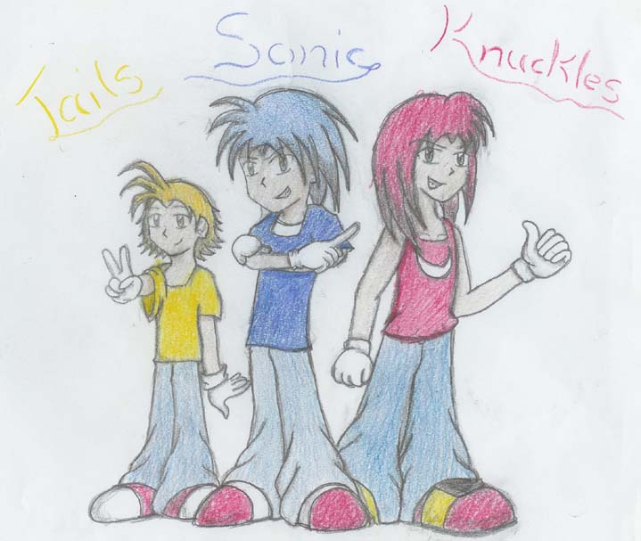 Sonic, Knuckles, and Tails anime style lol by sesshys_gurl16