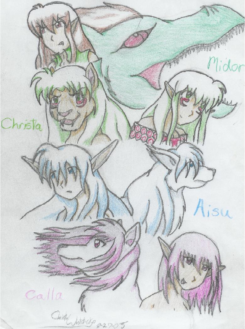 All 4 of MY Characters by sesshys_gurl16