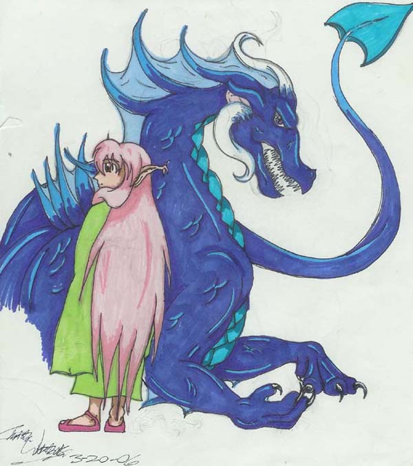 Abigail and Eckcadra(colored) by sesshys_gurl16