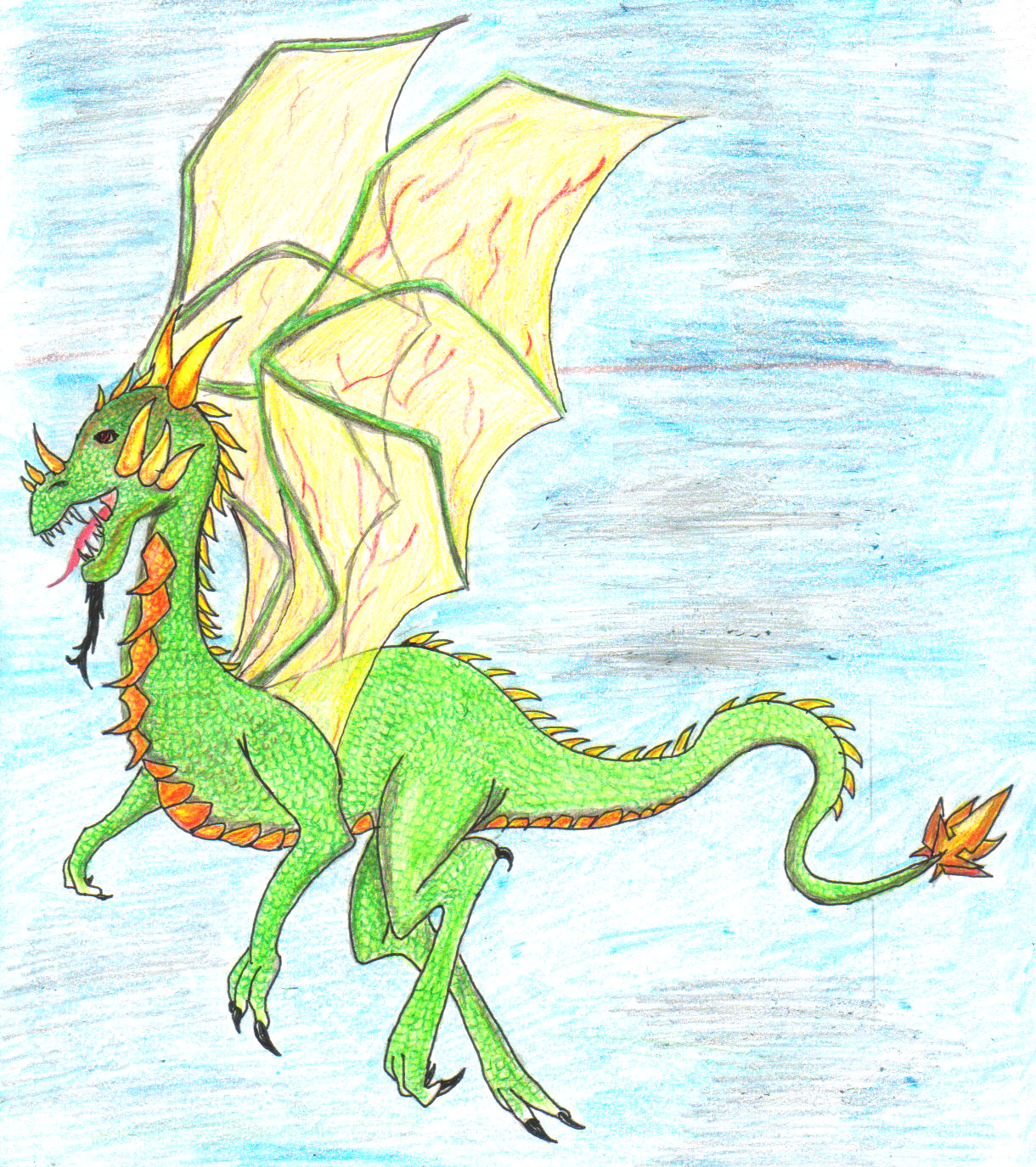 Green dragon in the sky by setzaroth