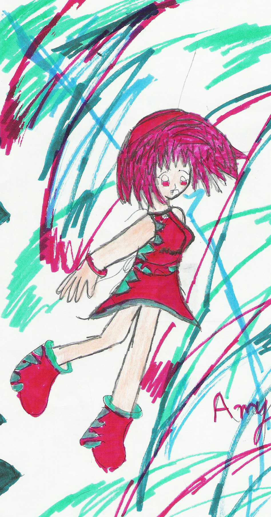 Amy Rose Human (I drew it great, YAY) by shadow-sama
