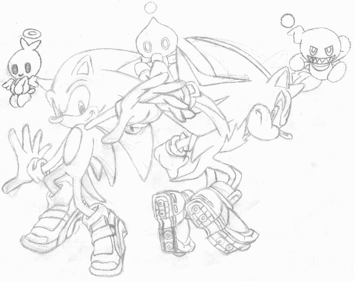Sonic and shadow with chao's by shadowed_rune