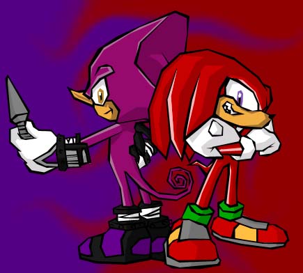 espio and knuckles for purpleponygirl by shadowed_rune