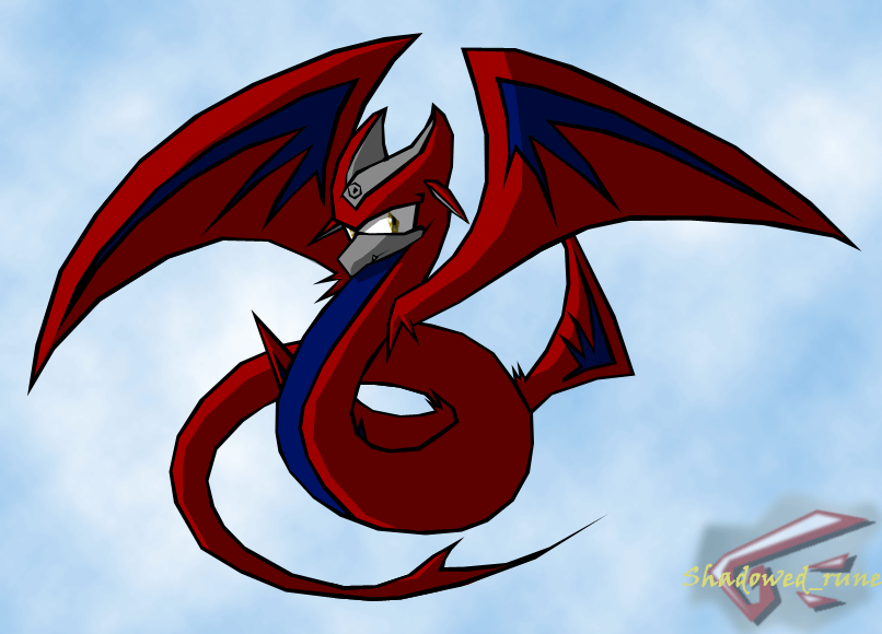 Crimson Thunder dragon for Falconlobo by shadowed_rune