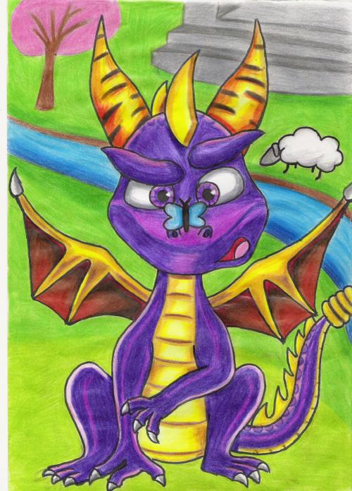 spyro in summer forest by shadowrulesdaworld